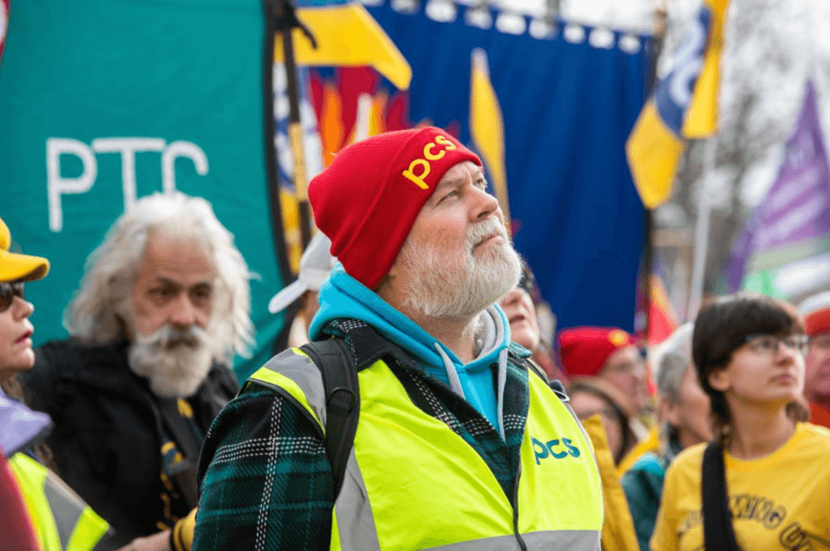 Robin Layfield stewarding at the GCHQ strike 40th Anniversary